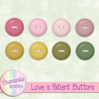 Free buttons in a Love is Patient Valentine theme