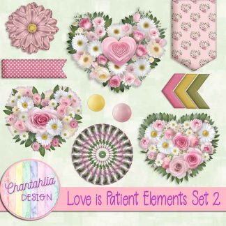 Free design elements in a Love is Patient Valentine theme