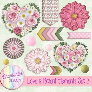 Free design elements in a Love is Patient Valentine theme