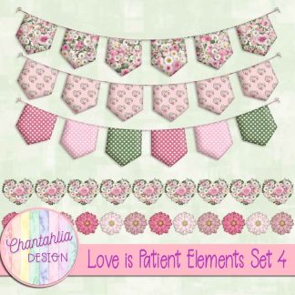 Free design elements in a Love is Patient Valentine theme