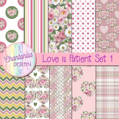 Free digital papers in a Love is Patient Valentine theme