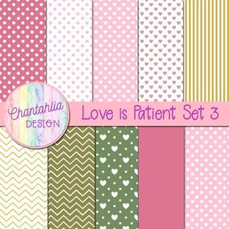 Free digital papers in a Love is Patient Valentine theme