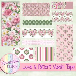 Free washi tape in a Love is Patient Valentine theme