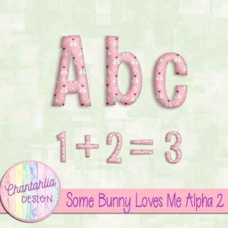 Free alpha in a Some Bunny Loves Me Valentine theme.