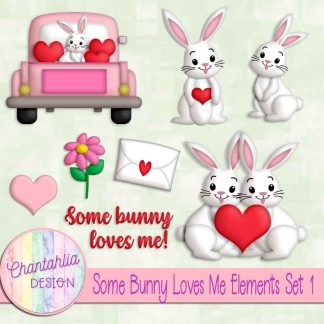 Free design elements in a Some Bunny Loves Me Valentine theme.