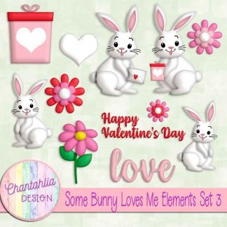 Free design elements in a Some Bunny Loves Me Valentine theme.