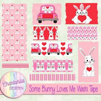 Free washi tape in a Some Bunny Loves Me Valentine theme