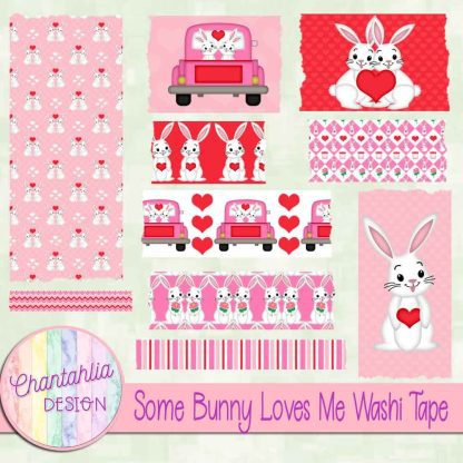 Free washi tape in a Some Bunny Loves Me Valentine theme