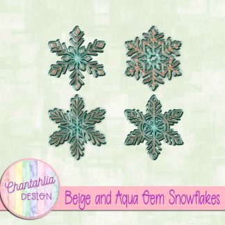 Free beige and aqua gem snowflakes