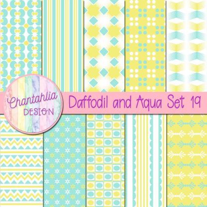 Free daffodil and aqua digital papers set 19