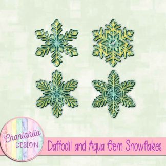 Free daffodil and aqua gem snowflakes