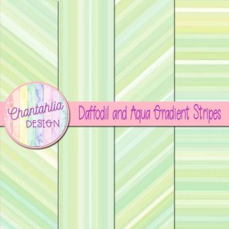 Free daffodil and aqua gradient stripes digital papers