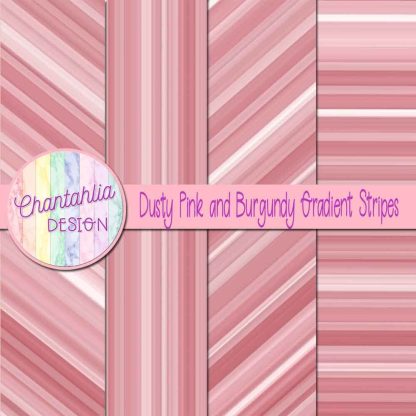 Free dusty pink and burgundy gradient stripes digital papers