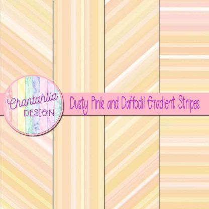 Free dusty pink and daffodil gradient stripes digital papers