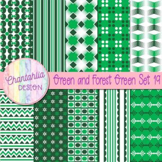 Free green and forest green digital papers set 19