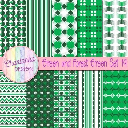 Free green and forest green digital papers set 19