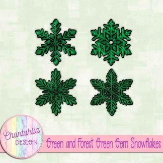 Free green and forest green gem snowflakes