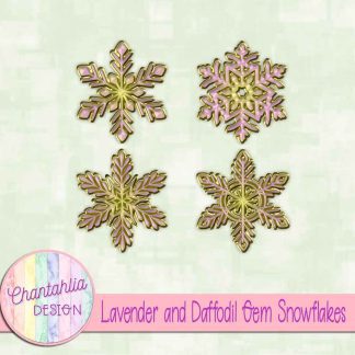 Free lavender and daffodil gem snowflakes