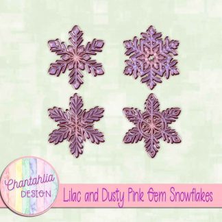 Free lilac and dusty pink gem snowflakes