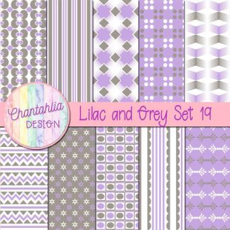 Free lilac and grey digital papers set 19