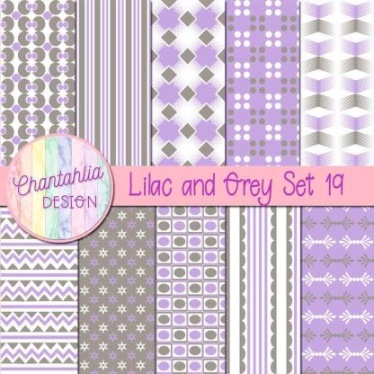 Free lilac and grey digital papers set 19