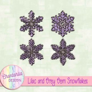 Free lilac and grey gem snowflakes