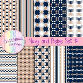 Free navy and beige digital papers set 19