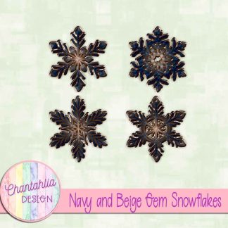 Free navy and beige gem snowflakes