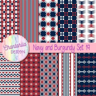 Free navy and burgundy digital papers set 19