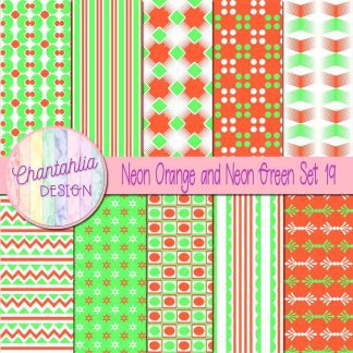 Free neon orange and neon green digital papers set 19