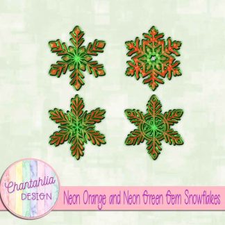 Free neon orange and neon green gem snowflakes