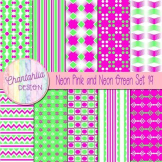 Free neon pink and neon green digital papers set 19