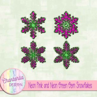 Free neon orange and neon green gem snowflakes