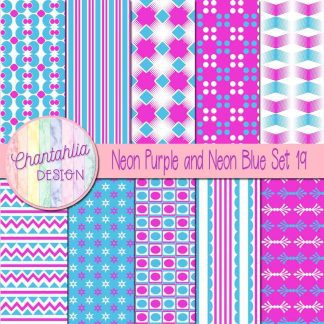 Free neon purple and neon blue digital papers set 19