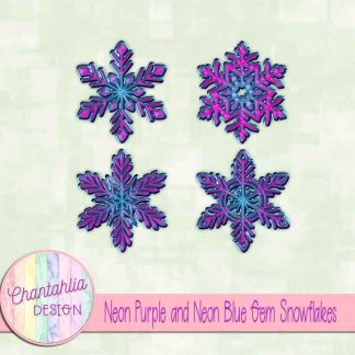 Free neon purple and neon blue gem snowflakes