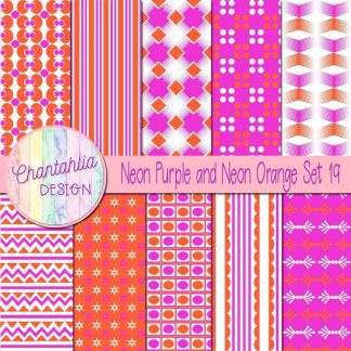 Free neon purple and neon orange digital papers set 19