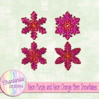 Free neon purple and neon orange gem snowflakes