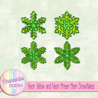 Free neon yellow and neon green gem snowflakes