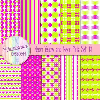 Free neon yellow and neon pink digital papers set 19