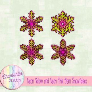 Free neon yellow and neon pink gem snowflakes