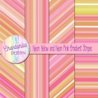 Free neon yellow and neon pink gradient stripes digital papers