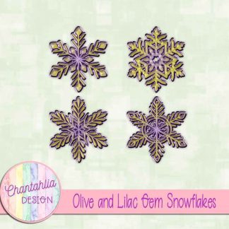 Free olive and lilac gem snowflakes