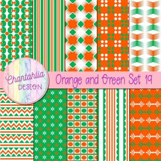 Free orange and green digital papers set 19