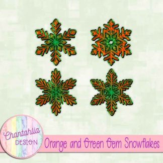 Free orange and green gem snowflakes