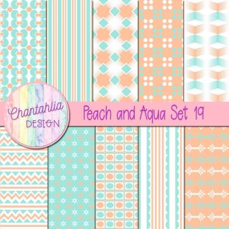 Free peach and aqua digital papers set 19