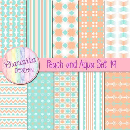 Free peach and aqua digital papers set 19