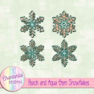 Free peach and aqua gem snowflakes