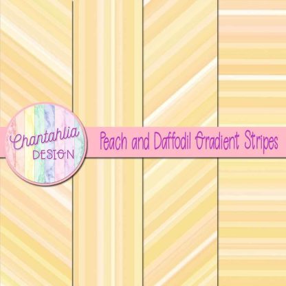 Free peach and daffodil gradient stripes digital papers