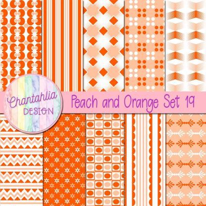 Free peach and orange digital papers set 19