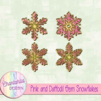 Free pink and daffodil gem snowflakes